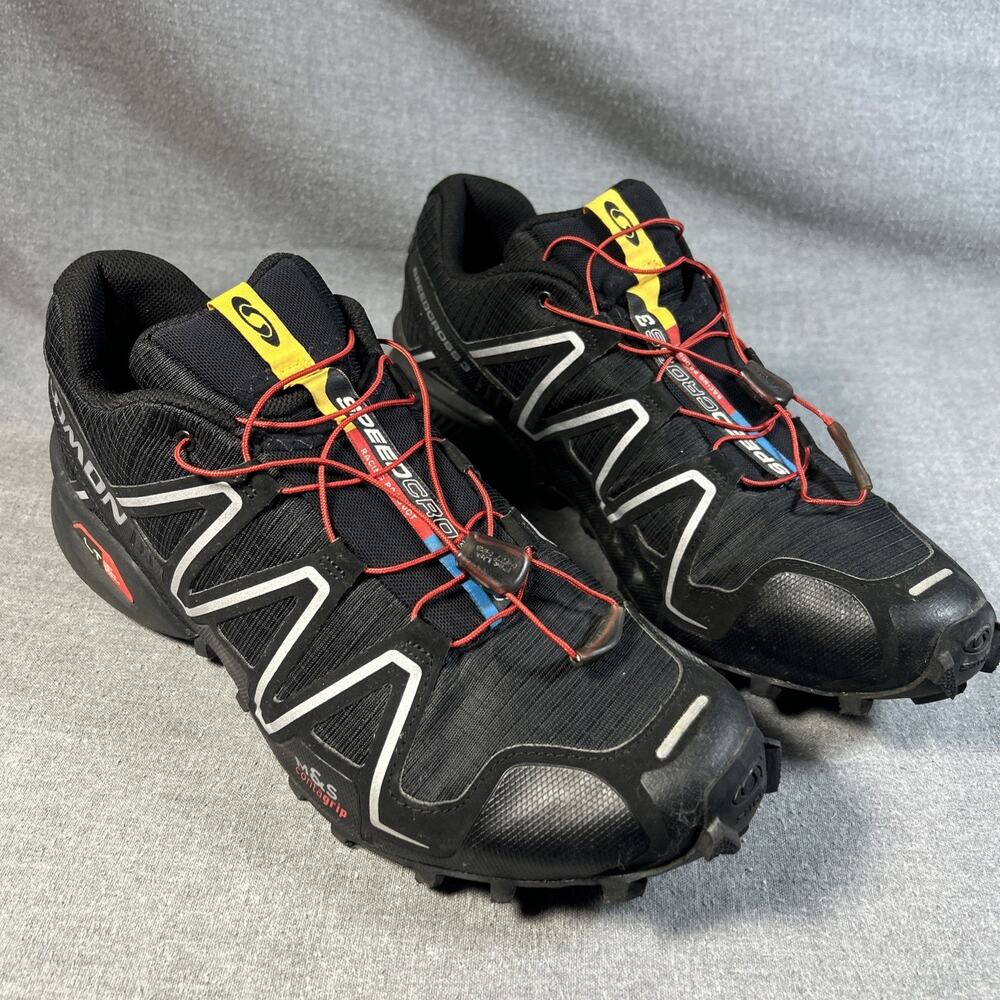 Salomon Speedcross 3 CS Mens 11 Black Red Trail Running Shoes 127609